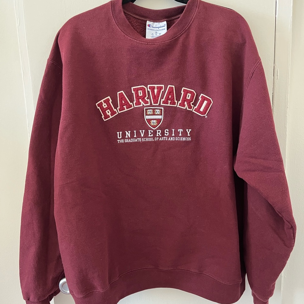 Champion Maroon Harvard University Crewneck Sweater
